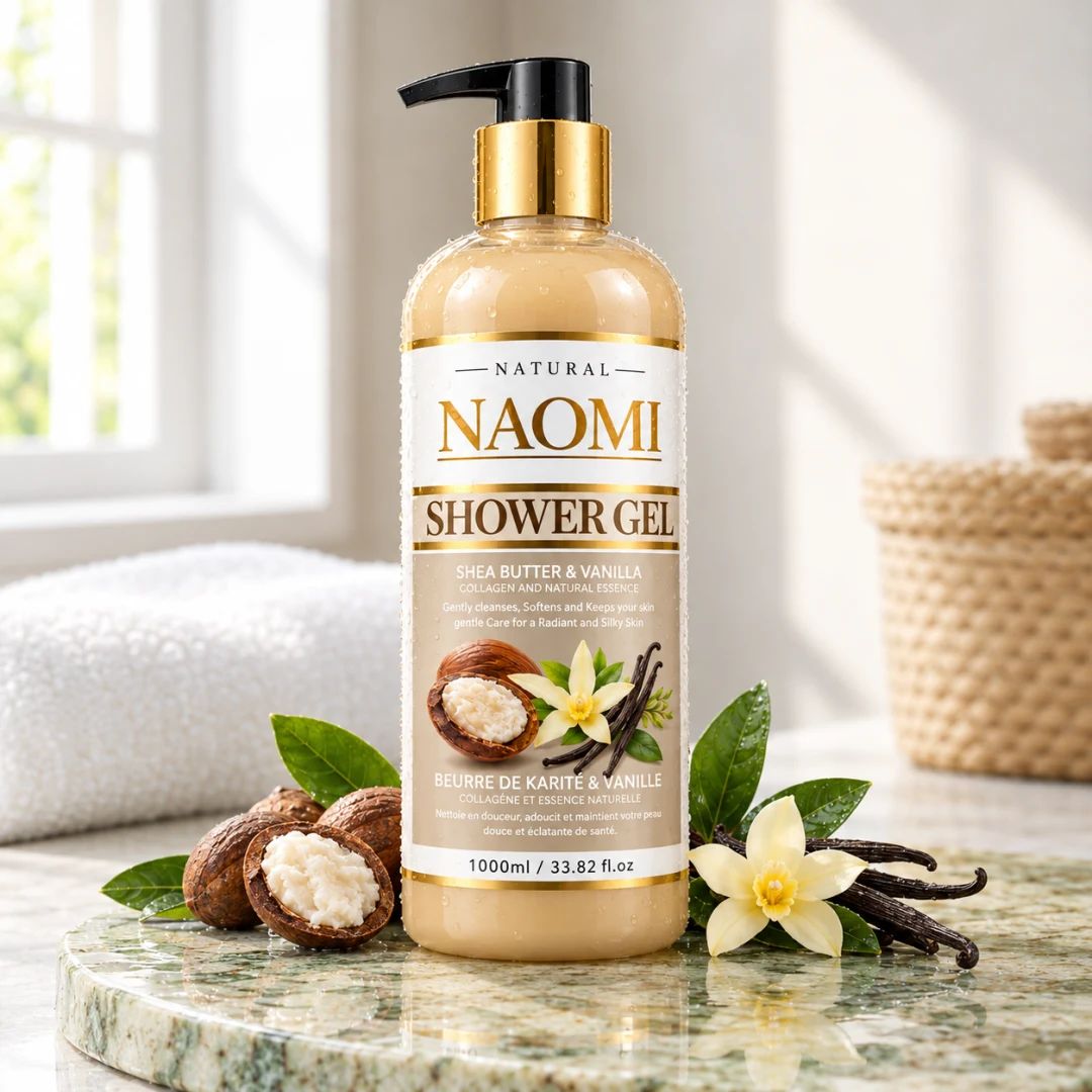 Naomi Gel Douche Naturel Beurre de Karité & Vanille 1000ml